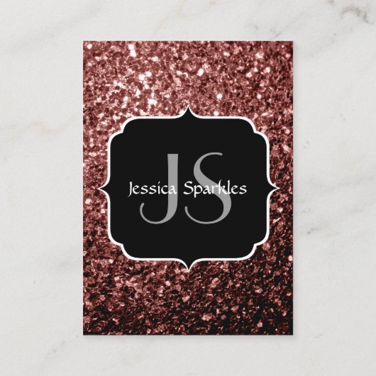Bruin Rood nepschitterende Monogram Visitekaartje