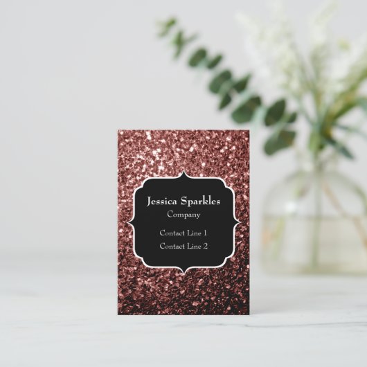 Bruin Rood nepschitterende Monogram Visitekaartje (Staand voorkant)