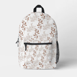 Bruin rood retro  bladpatroon bedrukte rugzak