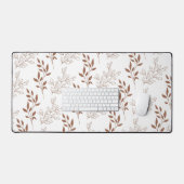 Bruin rood retro  bladpatroon bureaumat (Keyboard & Muis)