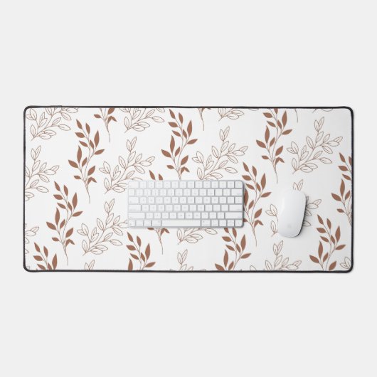 Bruin rood retro  bladpatroon bureaumat (Keyboard & Muis)