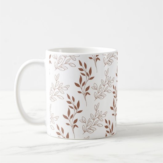 Bruin rood retro bladpatroon koffiemok (Links)