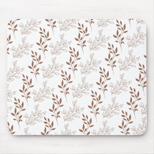 Bruin rood retro  bladpatroon muismat (Voorkant)