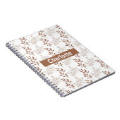 Bruin rood retro  bladpatroon notitieboek (Rechterzijde)