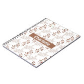 Bruin rood retro  bladpatroon notitieboek (Linkerzijde)