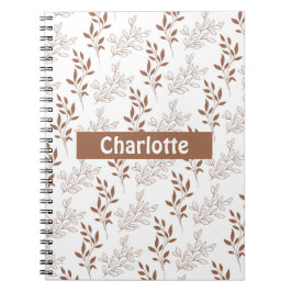 Bruin rood retro  bladpatroon notitieboek