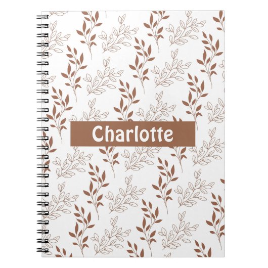 Bruin rood retro  bladpatroon notitieboek (Voorkant)