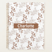 Bruin rood retro  bladpatroon planner (Voorkant)