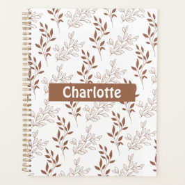 Bruin rood retro bladpatroon planner