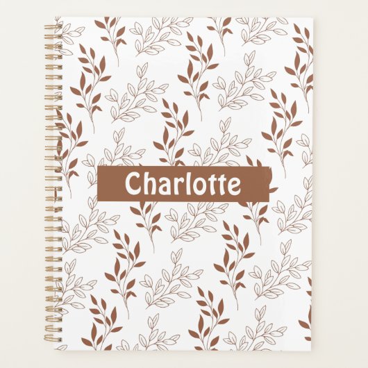 Bruin rood retro bladpatroon planner (Voorkant)