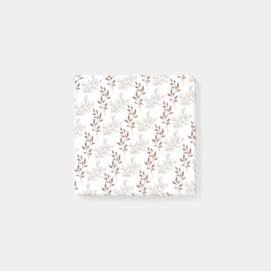 Bruin rood retro  bladpatroon post-it® notes (Voorkant)