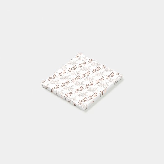 Bruin rood retro  bladpatroon post-it® notes (Schuin)