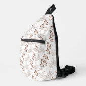 Bruin rood retro bladpatroon sling bag (Rechterhoek)