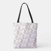 Bruin rood retro bladpatroon tote bag (Achterkant)