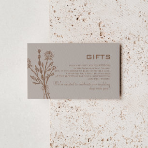 Bruin Roos Floral Huwelijkscadeaus Informatiekaartje