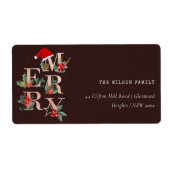 Bruin Roos Gold Merry-kerstval Adres Etiket (Voorkant)
