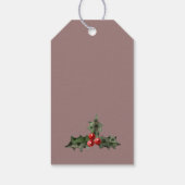 Bruin Roos Gold Red Green Merry-kerstavond Cadeaulabel (Achterkant)