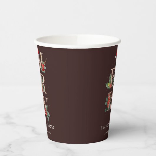 Bruin Roos Gold Red Green Merry-kerstavond Papieren Bekers (Links)