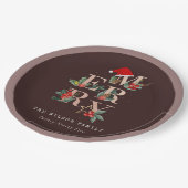 Bruin Roos Gold Red Green Merry-kerstavond Papieren Bordje (Gekanteld)