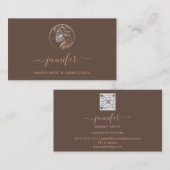 Bruin Roos Make-up Artiest Logo Lashes QR CODE Visitekaartje (Voorkant / Achterkant)
