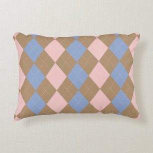 Bruin Roze Blauwe Argyle Accent Kussen