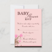 Bruin & Roze Bloemen Ontwerp Baby shower RSVP Kaar (Voorkant)