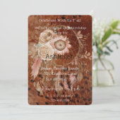 Bruin Roze Blush Bloemen Droomvanger Verjaardag Kaart (Staand voorkant)