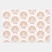 Bruin roze boho regenboog Aangepaste naam Birthday Inpakpapier Vel (Voorkant 3)