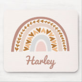 Bruin roze boho regenboog Aangepaste naam Monogram Muismat (Voorkant)