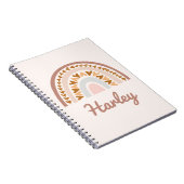 Bruin roze boho regenboog Aangepaste naam Monogram Notitieboek (Rechterzijde)