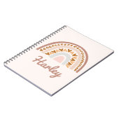 Bruin roze boho regenboog Aangepaste naam Monogram Notitieboek (Linkerzijde)