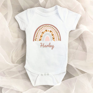 Bruin roze boho regenboog Aangepaste naam Monogram Romper