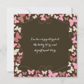 Bruin Roze Butterflies Baby shower Uitnodiging (Achterkant)