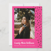 Bruin Roze Confetti Afstuderen Aankondiging (Voorkant)