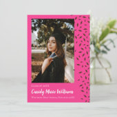 Bruin Roze Confetti Afstuderen Aankondiging (Staand voorkant)