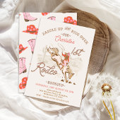 Bruin Roze Cowgirl Eerste Rodeo 1e Verjaardag Kaart