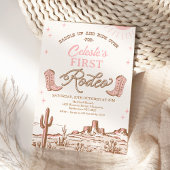 Bruin Roze Cowgirls Boots Eerste Rodeo 1e Verjaard Kaart