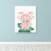 Bruin Roze Esthetische Bloem Canvas Print (Insitu (Houten vloer))
