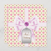 Bruin Roze Fleur de Lis Baby Christening Kaart (Voorkant / Achterkant)