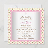 Bruin Roze Fleur de Lis Baby Christening Kaart (Achterkant)