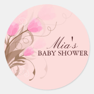 Bruin & Roze Floral Design Baby shower Sticker