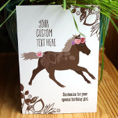 Bruin, Roze Galloping Pony, Meisjes Verjaardagsfee Kaart