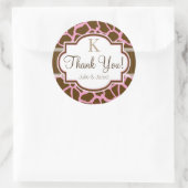 Bruin, Roze Giraffe Dierenprint Dank u Ronde Sticker (Tas)
