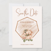 Bruin Roze Groene Orchid Boho Eucalyptus Weddensch Save The Date (Voorkant)