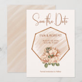 Bruin Roze Groene Orchid Boho Eucalyptus Weddensch Save The Date (Voorkant / Achterkant)