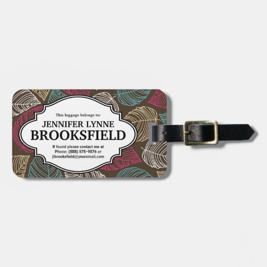 Bruin roze herfst leder Bagagelabel voor haar (Voorkant horizontaal)