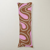 Bruin Roze Marmer Boho Groovy Vloeibaar wervelpatr Lichaamskussen (Voorkant Verticaal)