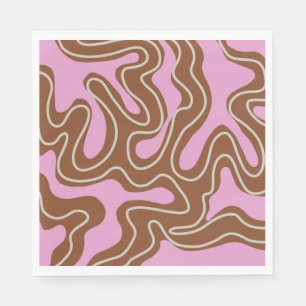 Bruin Roze Marmer Boho Groovy Vloeibaar wervelpatr Servet