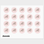 Bruin roze monogram pooldonker ronde sticker (Vel)