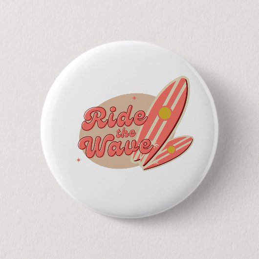 Bruin Roze Ride de Wave Button (Voorkant)